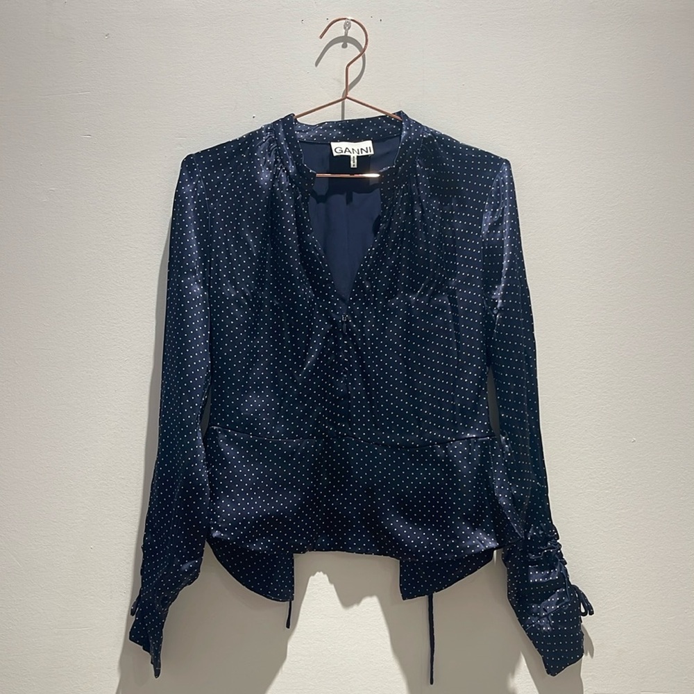 Ganni polka dot Satin Top